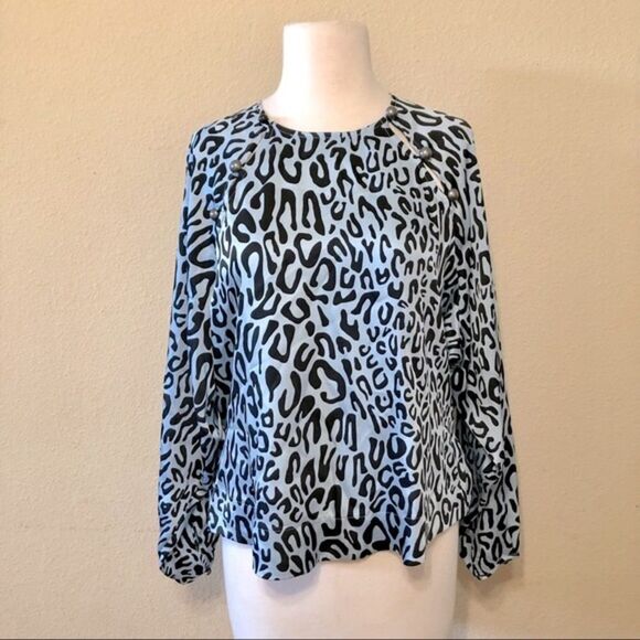 Rebecca Minkoff Angelina Leopard Print Tie Waist Blouse Size Small - Picture 5 of 15